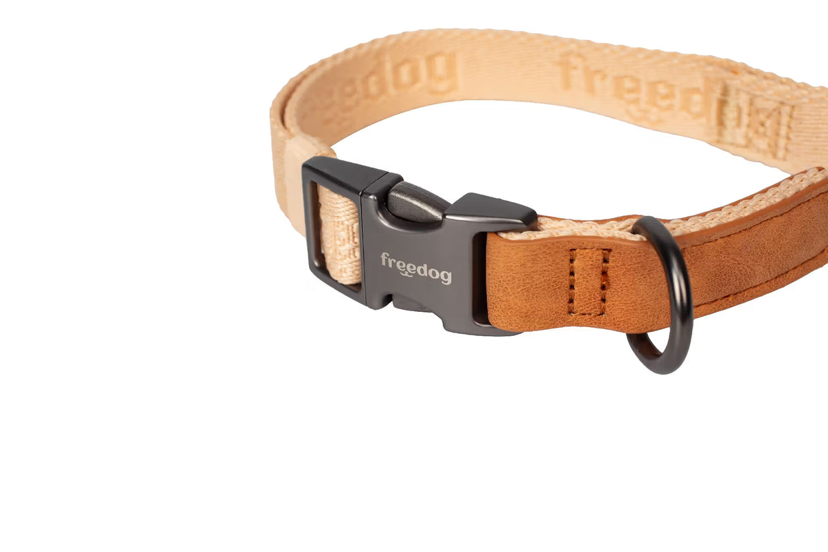 FREEDOG Collar Linum Sand Beige 25mmx45/66cm Recycled 45 / 66 cm - Coleira para cão