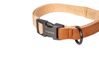 FREEDOG Collar Linum Sand Beige 25mmx45/66cm Recycled 45 / 66 cm - Coleira para cão