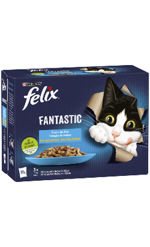 Ração húmida para Gatos Felix Fantastic Seleção de Peixes em Gelatina Multipack | Wet (Saqueta) | Cx c/ 12 saquetas 85 g