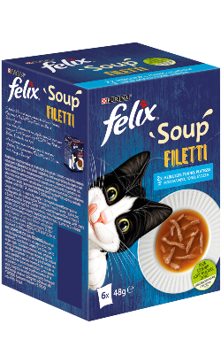 Ração húmida para Gatos Felix Soup Filetti Seleção de Peixe | Wet (Saqueta) | 6 x 48 g