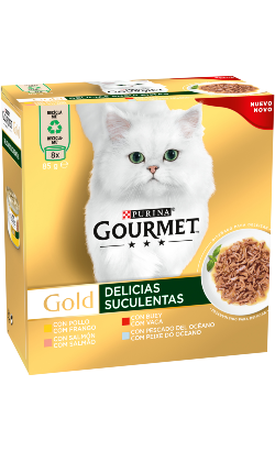 Ração húmida para Gatos Gourmet Gold Delícias Suculentas Multipack 8 | Wet (Lata) | 8 x 85 g