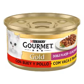 Gourmet Gold Duplo Prazer Gato Adulto Vaca e Frango - Ração húmida para gato
