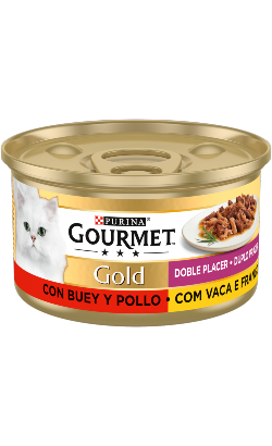Ração húmida para Gatos Gourmet Gold Duplo Prazer com Carne de Vaca & Frango | Wet (Lata) | 24 x 85 g