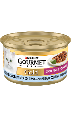 Ração húmida para Gatos Gourmet Gold Duplo Prazer com Peixe do Oceano & Espinafres | Wet (Lata) | 24 x 85 g