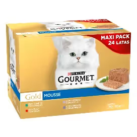 Gourmet Gold Selección de Mousses Gato Adulto Ternera, Cordero, Conejo y Vaca - Comida húmeda para gato