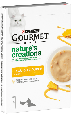 Ração húmida para Gatos Gourmet Natures Creations Puré Snacks Frango & Abóbora | Wet (Saqueta) | 5 x 10 g