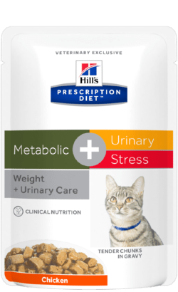Ração Veterinária húmida Hills Prescription Diet Feline c/d Urinary Stress + Metabolic | Wet (Saqueta) | Cx c/ 12 saquetas 85 g