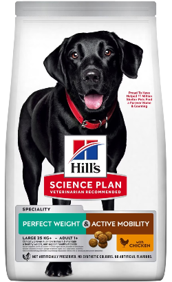 Ração para Cão Hills Science Plan Dog Perfect Weight & Active Mobility Large Breed Adult with Chicken | 12 kg