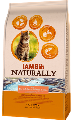 Ração para Gatos Iams Naturally Cat Adult Salmon & Rice | 270 g