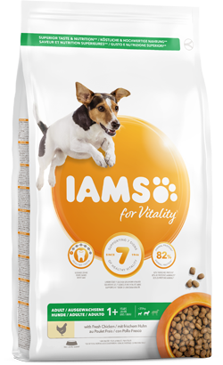 Ração para Cão Iams for Vitality Adult Small and Medium Breed Dog Food with Chicken | 12 kg