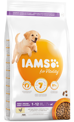 Ração para Cão Iams for Vitality Large Breed Dog Puppy Food with Fresh Chicken | 3 kg
