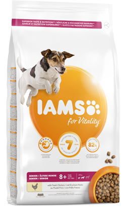 Ração para Cão Iams for Vitality Senior Small and Medium Breed Dog Food with Fresh Chicken | 12 kg