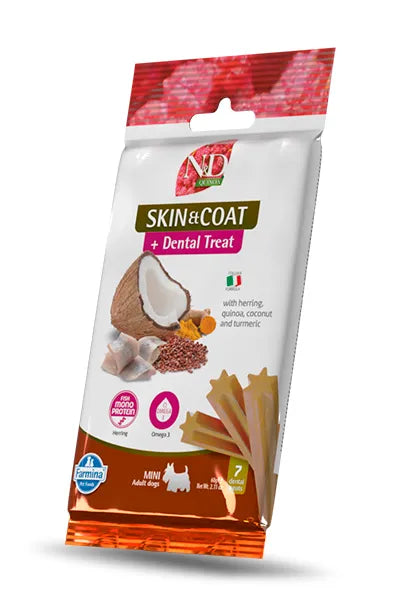 FARMINA TREAT ND QUINOA DOG SKIN & COAT HERRING MINI | 15 X 60GR