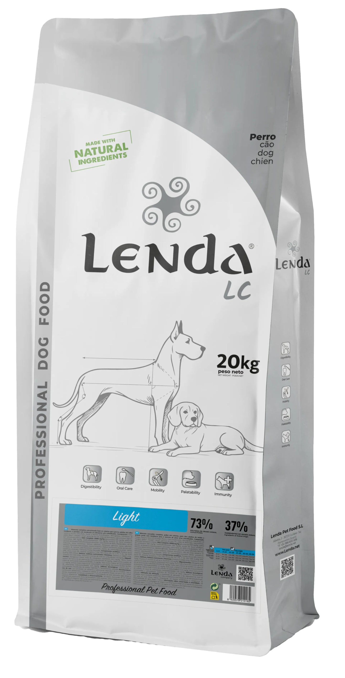 Lenda LC LIGHT Cão Frango, Porco e Vaca - Ração seca para cão com excesso de peso