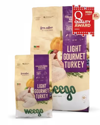 OFERTA 2kg: Weego Dog Grain Free Food Grain Free Adult Light Gourmet Turkey 10 KG + Embalagem 2kg Grátis