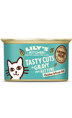 Ração húmida para Gatos Lilys Kitchen Cat Kitten Tasty Cuts Chicken & Ocean Fish in Gravy | Wet (Lata) | 24 x 85 g