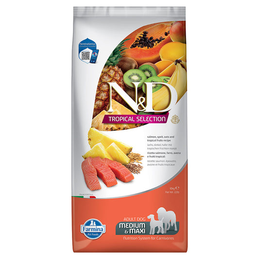 FARMINA ND DOG TROPICAL SELECTION MED MAXI SALMON | 10KG