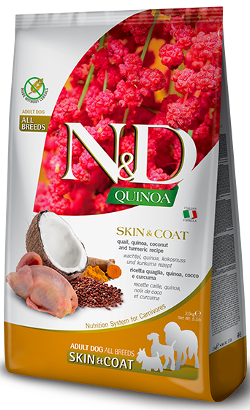 Ração para Cão N&D Quinoa Dog Skin & Coat Quail & Coconut Adult Medium Maxi | 2,5 kg