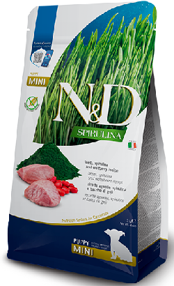 Ração para cão N&D Spirulina Dog Lamb, Spirulina & Wolfberry Puppy Mini | 2 kg
