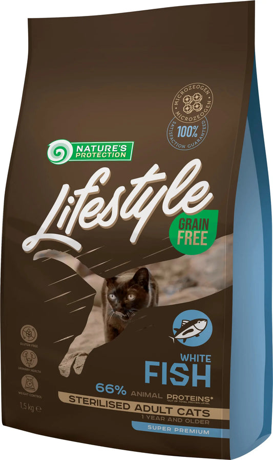 NATURE'S P CAT LIFESTYLE GF WHITE STERILISED FISH | 1.5KG