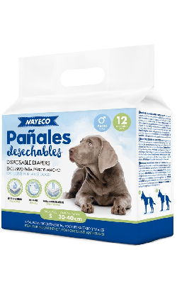 Nayeco Fraldas Descartáveis para Cães Macho | L - 50-56 cm