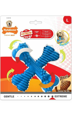 Brinquedo para cão Nylabone Dog Dura Chew X Bone Beef | L - 13 cm