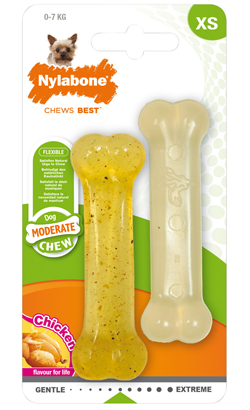 Brinquedo para cão Nylabone Dog Moderate Chew Chicken Twin Pack | X-Small