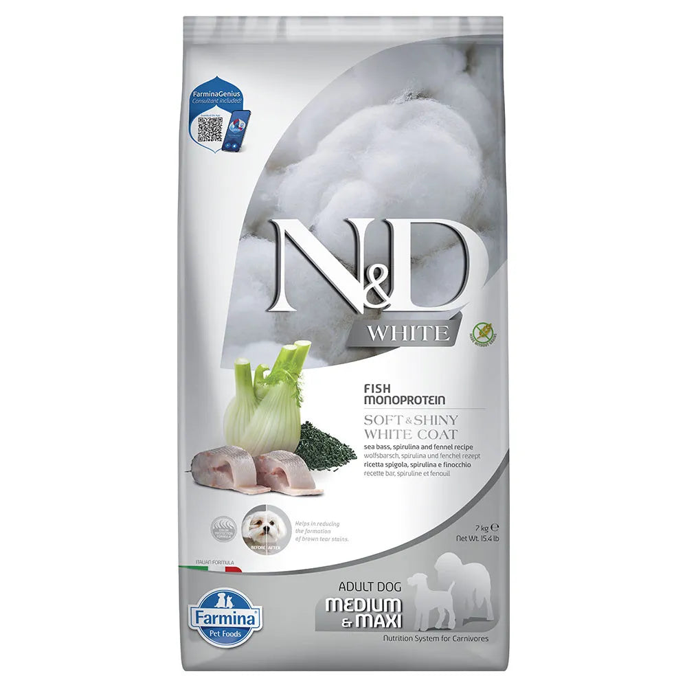 FARMINA ND WHITE DOG SEA BASS SPIRULINA MED/MAXI | 7KG