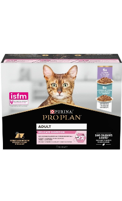 Ração húmida para Gatos Pro Plan Cat Delicate Multipack Turkey & Ocean Fish | Wet (Saqueta) | 10 x 85 g