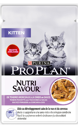 Ração húmida para Gatos Pro Plan Cat Kitten NutriSavour with Turkey in Gravy| Wet (Saqueta) | 26 x 85 g