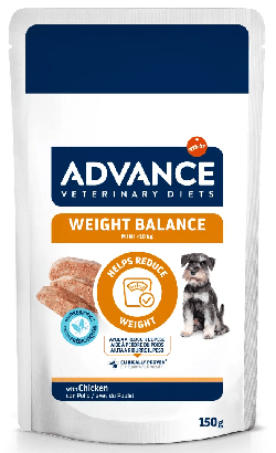 Alimentação Veterinária húmida para Cão Advance Vet Dog Mini Weight Balance | Wet (Saqueta) | Cx c/ 8 saquetas 150 g