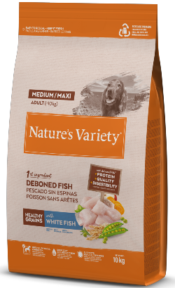 Ração para Cão Natures Variety Dog Healthy Grains Medium Maxi Adulto Peixe Branco | 10 kg
