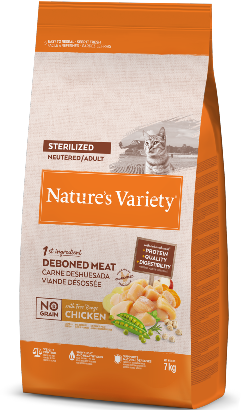 Ração para Gatos Natures Variety Cat No Grain Sterilized Frango Campo | 7 kg