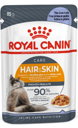 Ração húmida para Gatos Royal Canin Cat Hair & Skin in Jelly | Wet (Saqueta) | 12 x 85 g