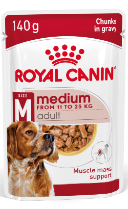 Ração húmida para Cão Royal Canin Dog Medium Adult | Wet (Saqueta) | 10 x 140 g