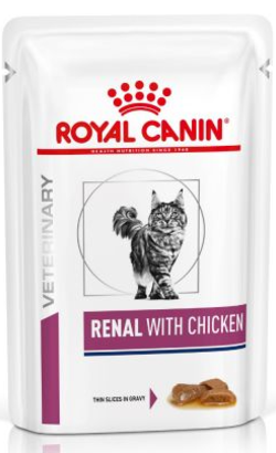 Ração Veterinária húmida para Gatos Royal Canin Vet Renal Feline with Chicken | Wet (Saqueta) | 12 x 85 g