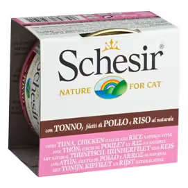 Schesir Gato Adulto Atum, Frango e Arroz ao Natural - Ração húmida para gato