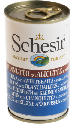 Ração húmida para Gatos Schesir Cat Atum com Sardinha ao Natural | Wet (Lata) | 24 x 140 g