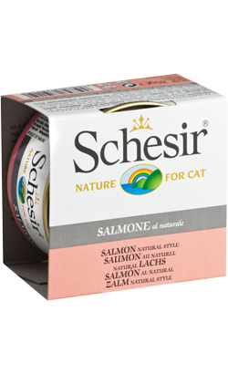 Ração húmida para Gatos Schesir Cat Salmão ao Natural | Wet (Lata) | 14 x 85 g
