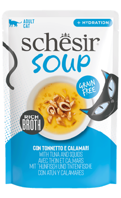Alimento húmido para Gatos Schesir Cat Soup Atum & Lula | Wet (Saqueta) | 12 x 40 g