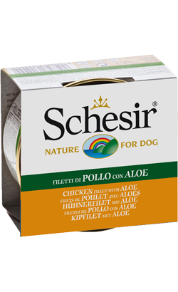 Ração húmida para Cão Schesir Dog Filete de Frango com Aloe em Gelatina | Wet (Lata) | 10 x 150 g