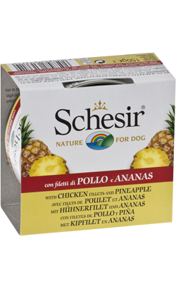 Ração húmida para Cão Schesir Dog Filete de Frango com Ananas em Gelatina | Wet (Lata) | 10 x 150 g