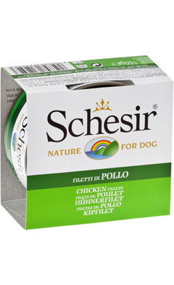 Ração húmida para Cão Schesir Dog Filete de Frango em Gelatina | Wet (Lata) | 10 x 150 g
