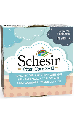 Ração húmida para Gatos Schesir Cat Kitten Atum com Aloe em Gelatina | Wet (Lata) | 14 x 85 g