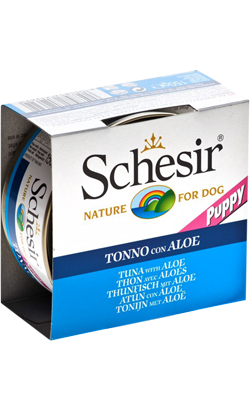Ração húmida para Cão Schesir Puppy Atum com Aloe em Gelatina | Wet (Lata) | 10 x 150 g