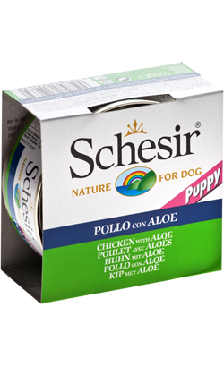 Ração húmida para Cão Schesir Puppy Filete de Frango com Aloe em Gelatina | Wet (Lata) | 10 x 150 g