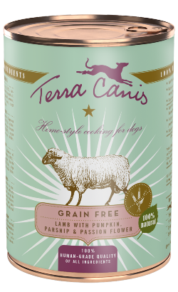 Alimento Húmido para Cão Terra Canis Sem Cereais Cordeiro com Abóbora, Pastinaga e Passiflora | Wet (Lata) | 800 g