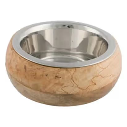 Trixie Dog Feeder Stainless Steel Feeder with Wooden Stand