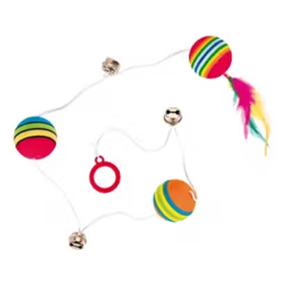 Trixie Rainbow Balls on an Elastic Band Cat Toy