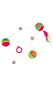 Brinquedo para Gatos Trixie Rainbow Balls on an Elastic Band | 3 Unidades